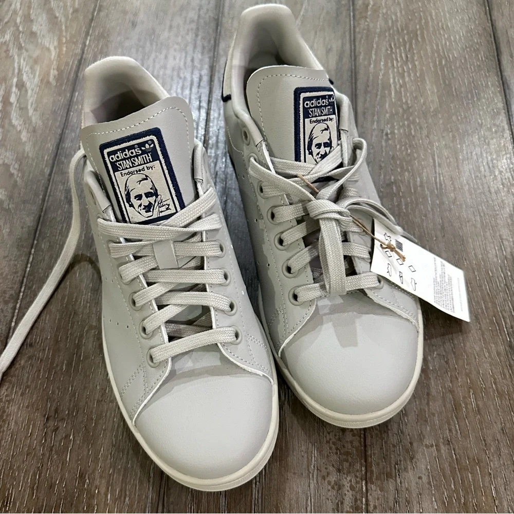 adidas Stan Smith Light Gray with Navy Trim Women’s Sneakers